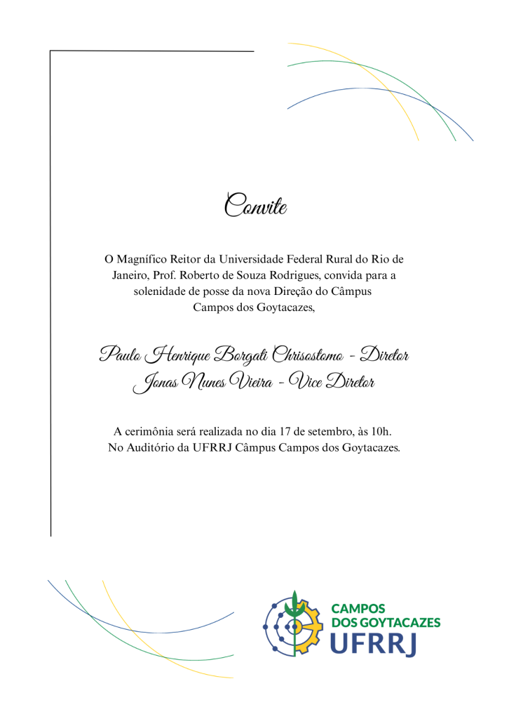 Convite para a Cerimônia de Posse da Nova Direção do CCG